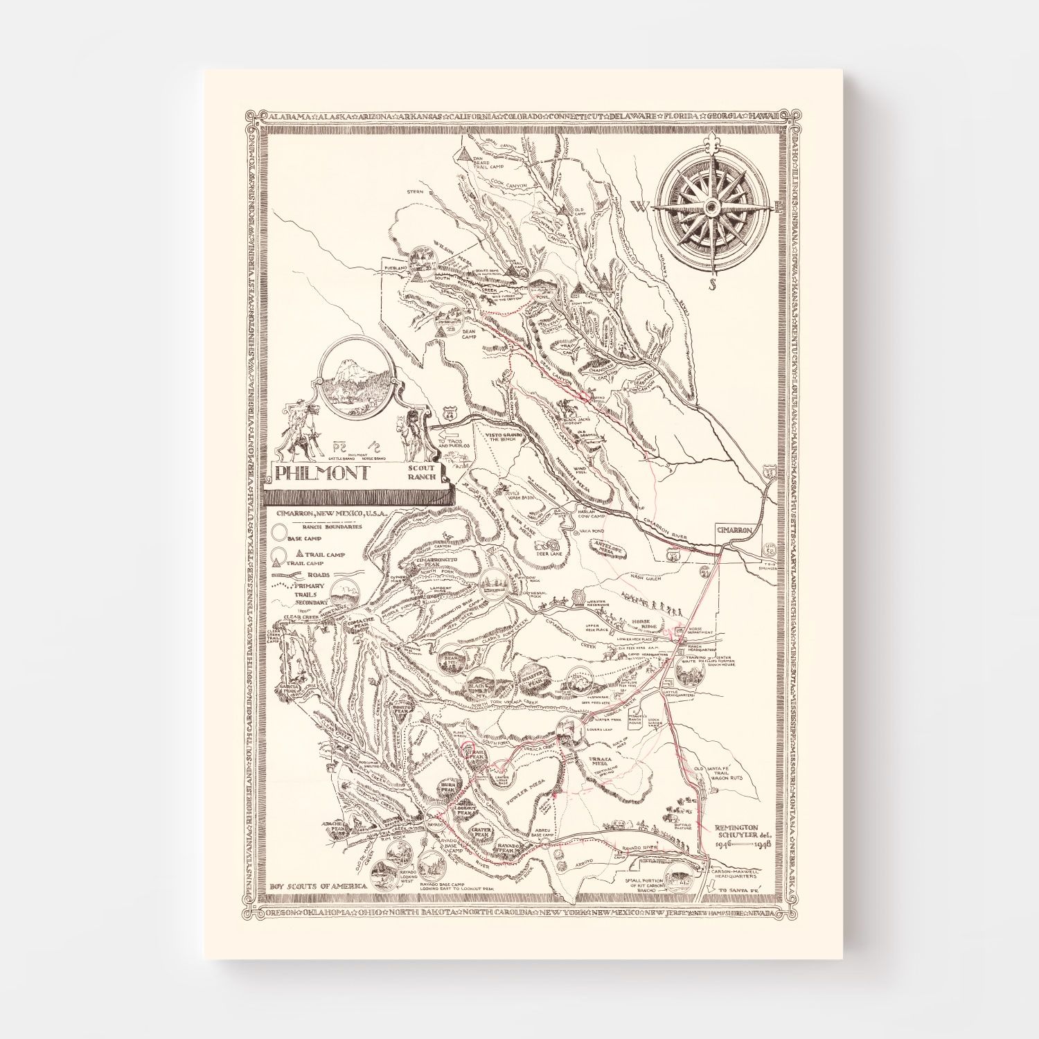 Vintage Map of Philmont Scout Ranch 1948