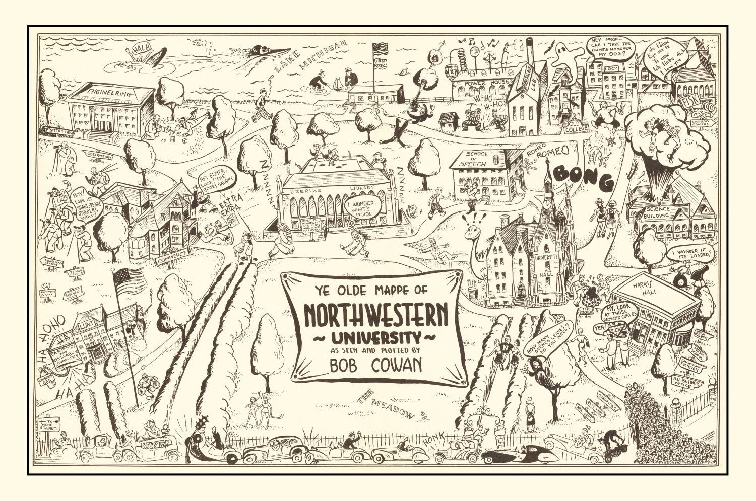 Vintage Map of Northwestern University 1940