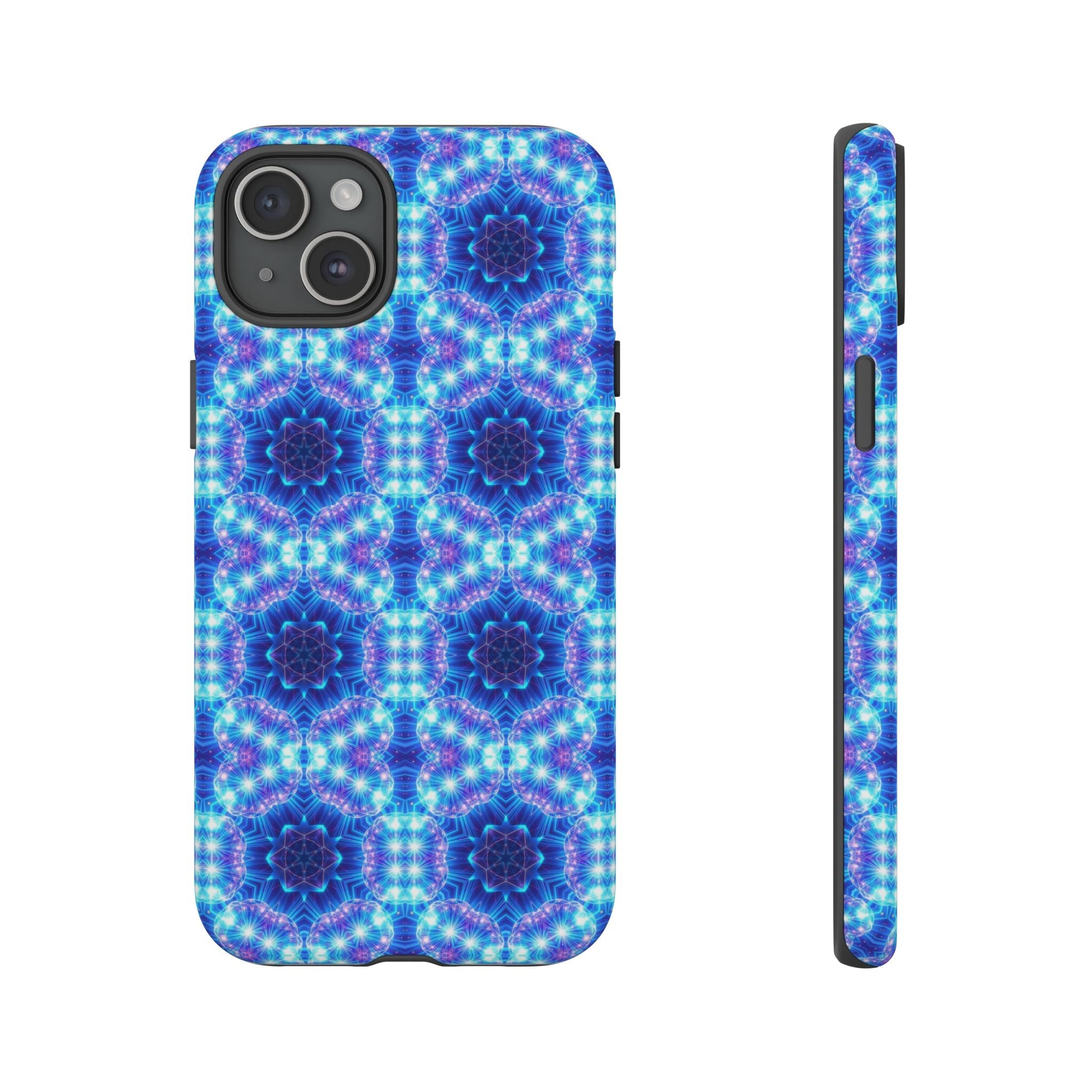 Blue Mandalas with Neon Lights Tough Phone Cases