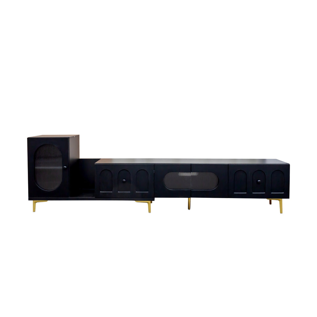 Wood Extendable TV Stand Rectangle Entertainment Center,Media TV Console for Living Room Bedroom