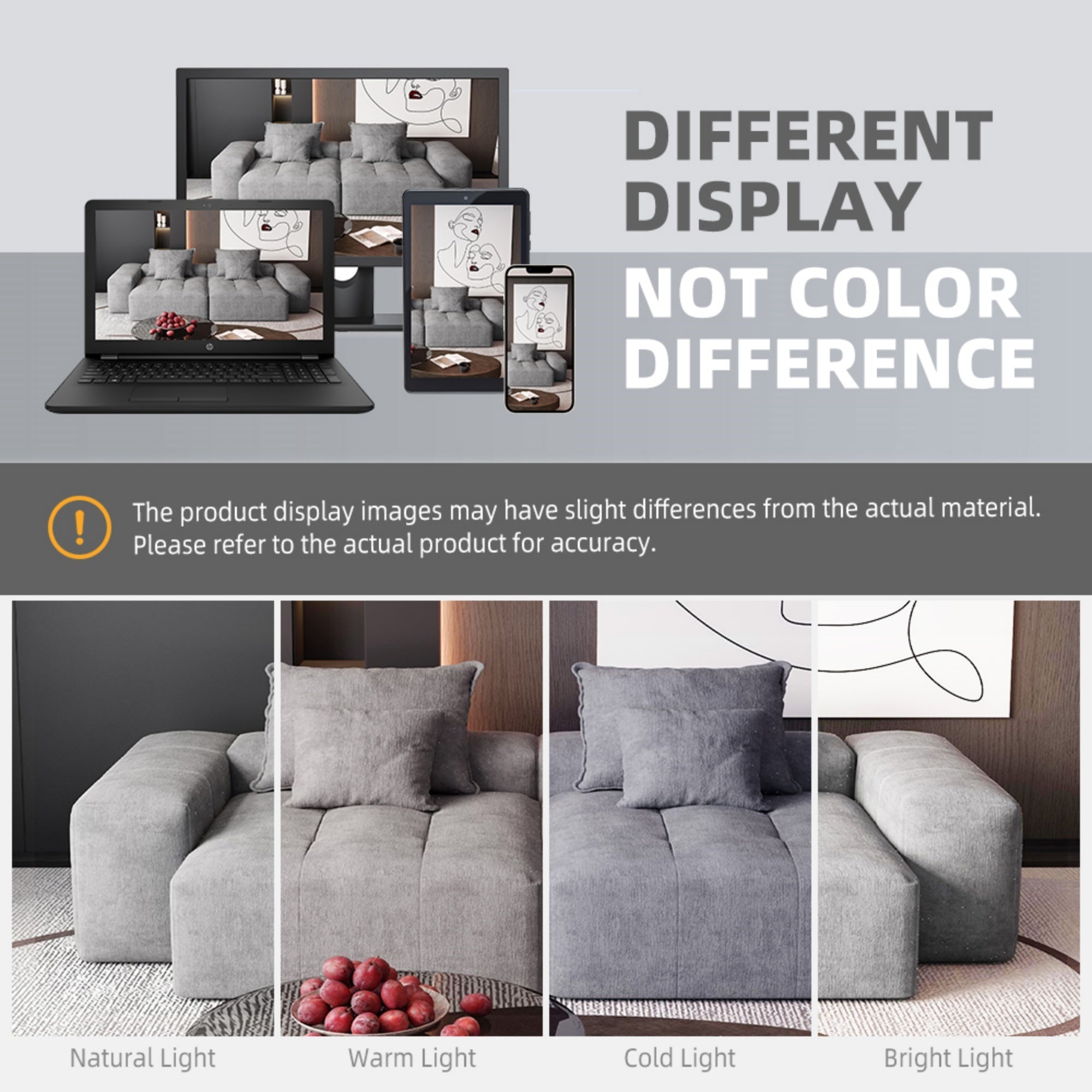 Modern Oversized Modular Sectional Sofa with 2 Chaise Lounge and 2 Armrest, Sparkling Chenille Fabric Soft Cushion Sofa with 4 Pillows, 4 PCS DIY Combination Tufted Sofa, No Assembly Required, GREY