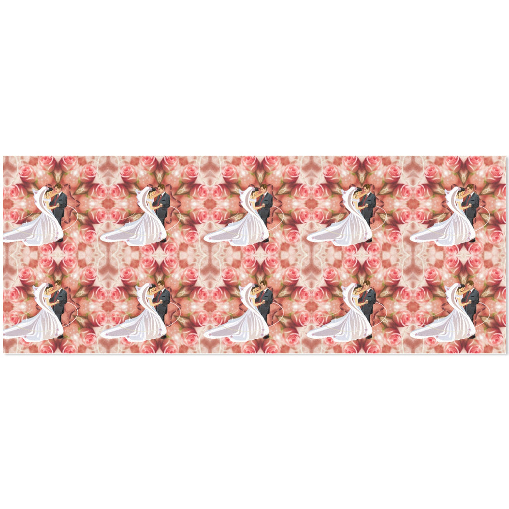 Bride and Groom with Roses Custom Gift Wrapping Paper - 58"x 23" (Made in USA)