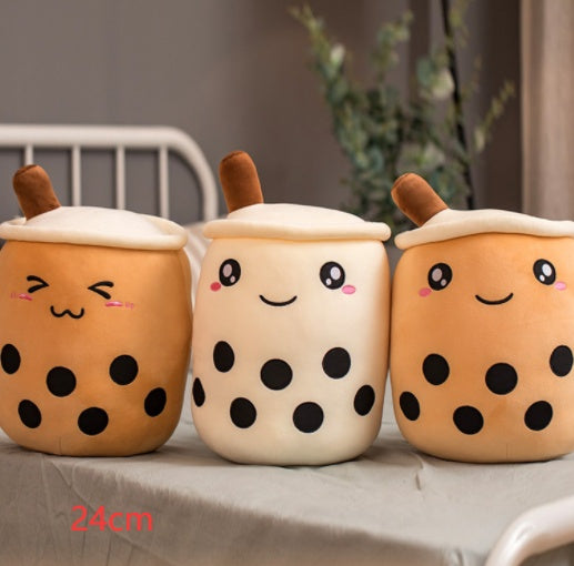 Plush Boba Tea Pillow – Soft Stuffed Bubble Tea Cup Cushion Gift