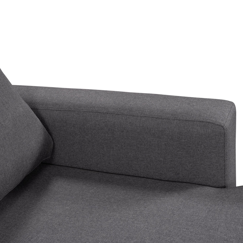 U_STYLE 87.44' Upholstery Sleeper Sectional Sofa Grey with Storage Space, 2 Tossing Cushions