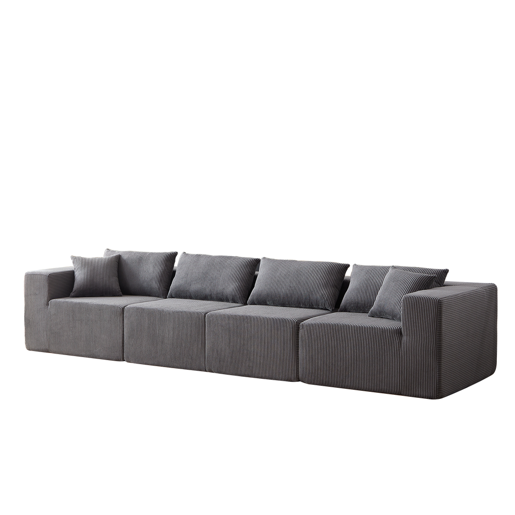 104-Inch Corduroy Modular L Shaped Sectional Sofa,Luxury Floor Couch Set,Upholstered Indoor Furniture,Foam-Filled Compressed Sofa for Living Room,Bedroom,4 PC Free Combination