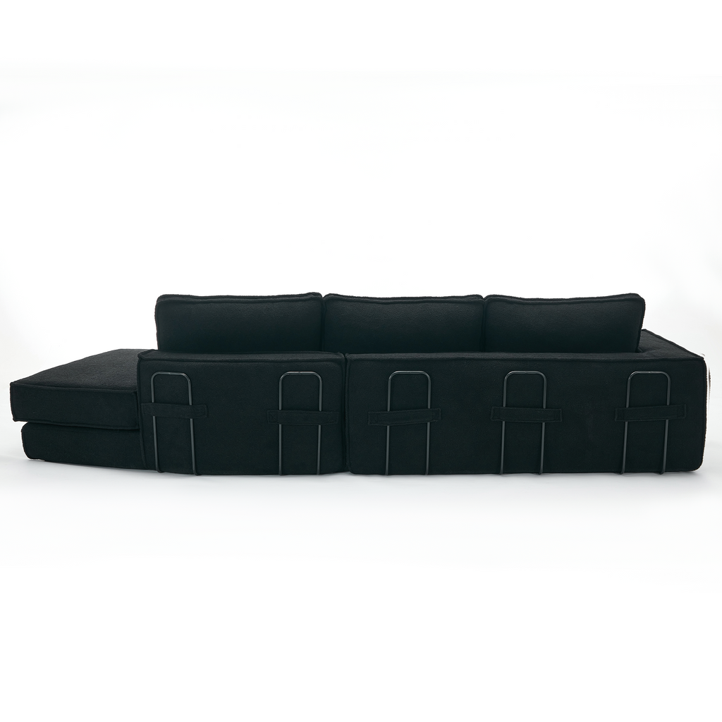 [NEW ARRIVED] [VIDEO PROVIDED]  Folding Convertible Out Sleeper Sofa Bed,2-in-1,  Combination Convertible Sofa,3 seat, Upholstered,Fold Out Floor Gaming Sofa Bed , Lamb Velvet Fabric,Living Room,Black