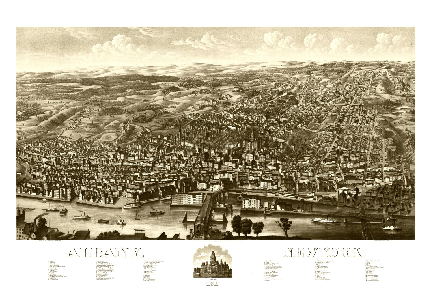 Vintage Map of Albany, New York 1879