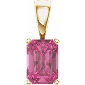14K Yellow Gold Natural Pink Tourmaline Pendant