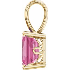 14K Yellow Gold Natural Pink Tourmaline Pendant