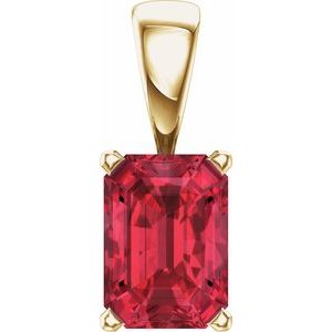 14K Yellow Gold Lab-Grown Ruby Pendant
