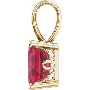 14K Yellow Gold Lab-Grown Ruby Pendant