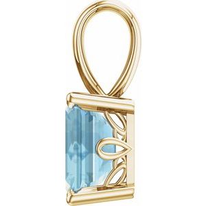 14K Yellow Gold Natural Aquamarine Pendant