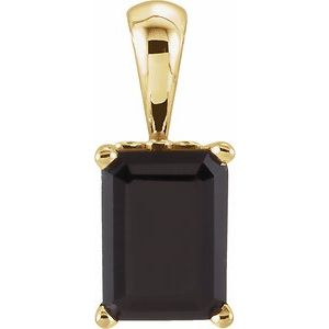 14K Yellow Gold Natural Black Onyx Pendant