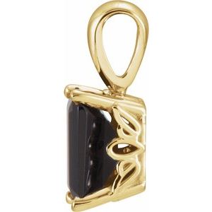 14K Yellow Gold Natural Black Onyx Pendant