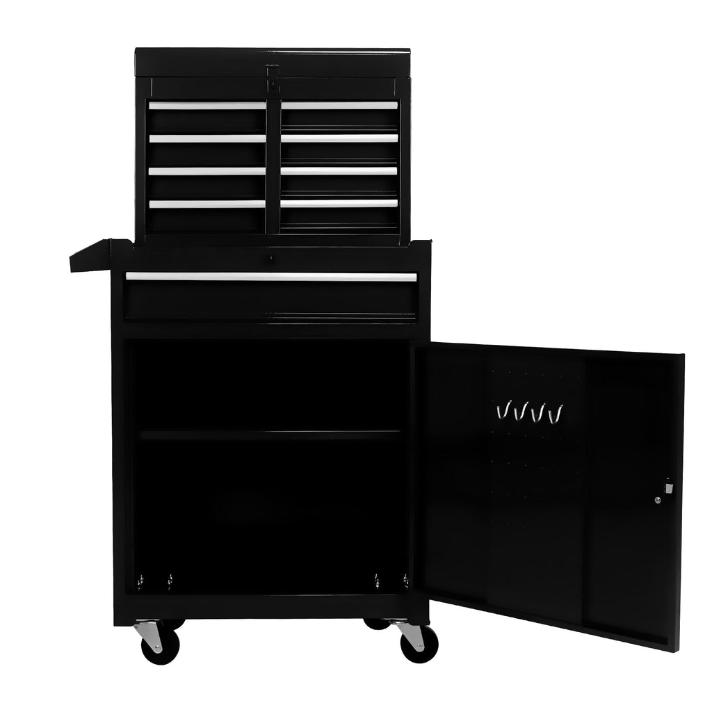 Rolling Tool Chest, 5-Drawer Tool Box Organizer w/Lockable Wheels & Sliding Drawers & Detachable Top & Adjustable Shelf, Tool Storage Cabinet for Garage Workshop(BLACK)