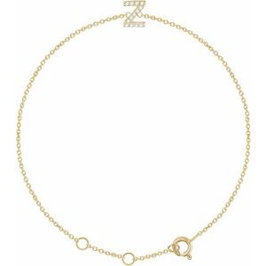 14K Yellow Gold Vermeil .06 CTW Lab-Grown Diamond Initial Z 6-7" Bracelet