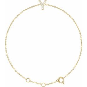 14K Yellow Gold .04 CTW Natural Diamond Initial Y 6-7" Bracelet