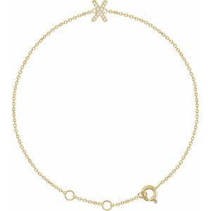 14K Yellow Gold .04 CTW Natural Diamond Initial X 6-7" Bracelet