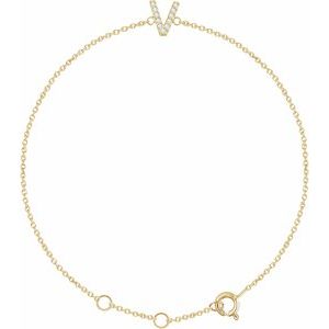 14K Yellow Gold Vermeil .05 CTW Lab-Grown Diamond Initial V 6-7" Bracelet