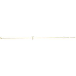 14K Yellow Gold .05 CTW Natural Diamond Initial T 6-7" Bracelet – image 2