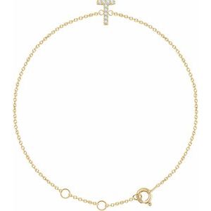 14K Yellow Gold Vermeil .05 CTW Lab-Grown Diamond Initial T 6-7" Bracelet