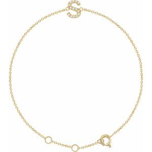 14K Yellow Gold Vermeil .06 CTW Lab-Grown Diamond Initial S 6-7" Bracelet