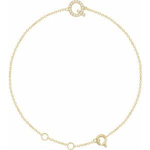 14K Yellow Gold Vermeil .07 CTW Lab-Grown Diamond Initial Q 6-7" Bracelet