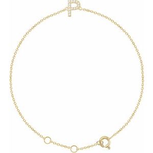 14K Yellow Gold Vermeil .05 CTW Lab-Grown Diamond Initial P 6-7" Bracelet