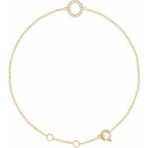 14K Yellow Gold .06 CTW Natural Diamond Initial O 6-7" Bracelet
