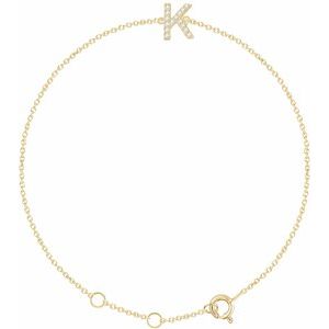 14K Yellow Gold Vermeil .05 CTW Lab-Grown Diamond Initial K 6-7" Bracelet