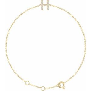 14K Yellow Gold Vermeil .06 CTW Lab-Grown Diamond Initial H 6-7" Bracelet