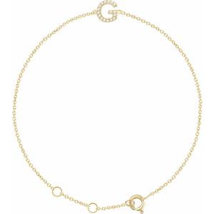 14K Yellow Gold Vermeil .05 CTW Lab-Grown Diamond Initial G 6-7" Bracelet