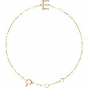 14K Yellow Gold .06 CTW Natural Diamond Initial E 6-7" Bracelet