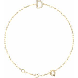 14K Yellow Gold Vermeil .06 CTW Lab-Grown Diamond Initial D 6-7" Bracelet