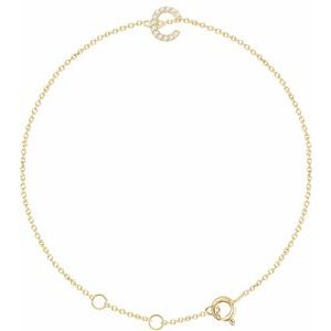 14K Yellow Gold Vermeil .04 CTW Lab-Grown Diamond Initial C 6-7" Bracelet