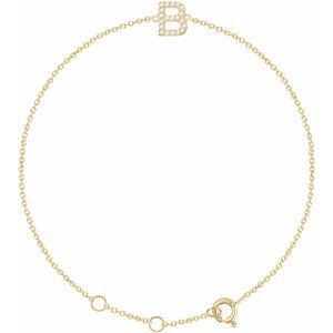 14K Yellow Gold Vermeil .07 CTW Lab-Grown Diamond Initial B 6-7" Bracelet