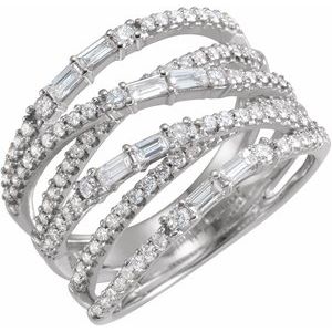 14K White Gold 1 CTW Natural Diamond Negative Space Ring