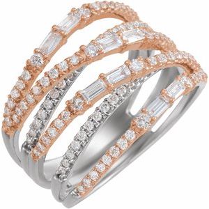 14K White/Rose Gold 1 CTW Natural Diamond Negative Space Ring