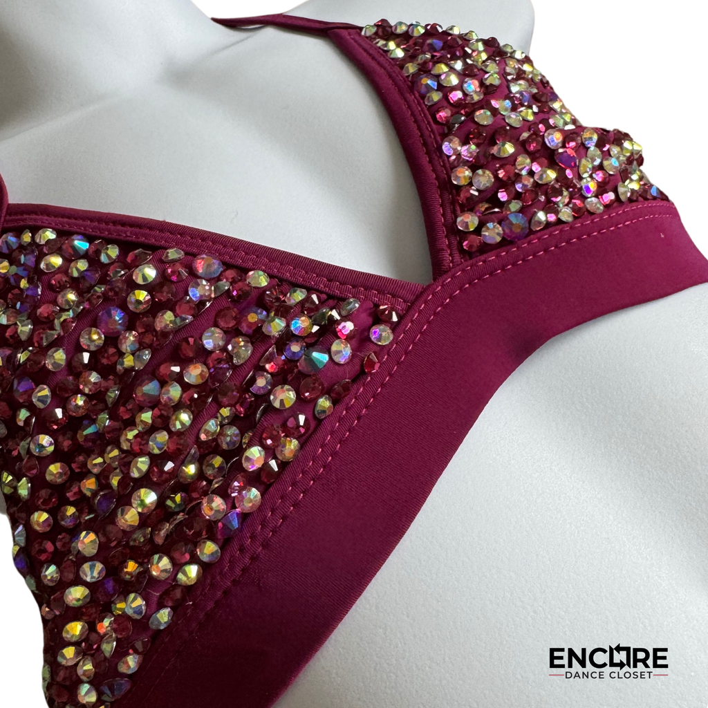 Rhinestone-Covered Purple Bikini Set