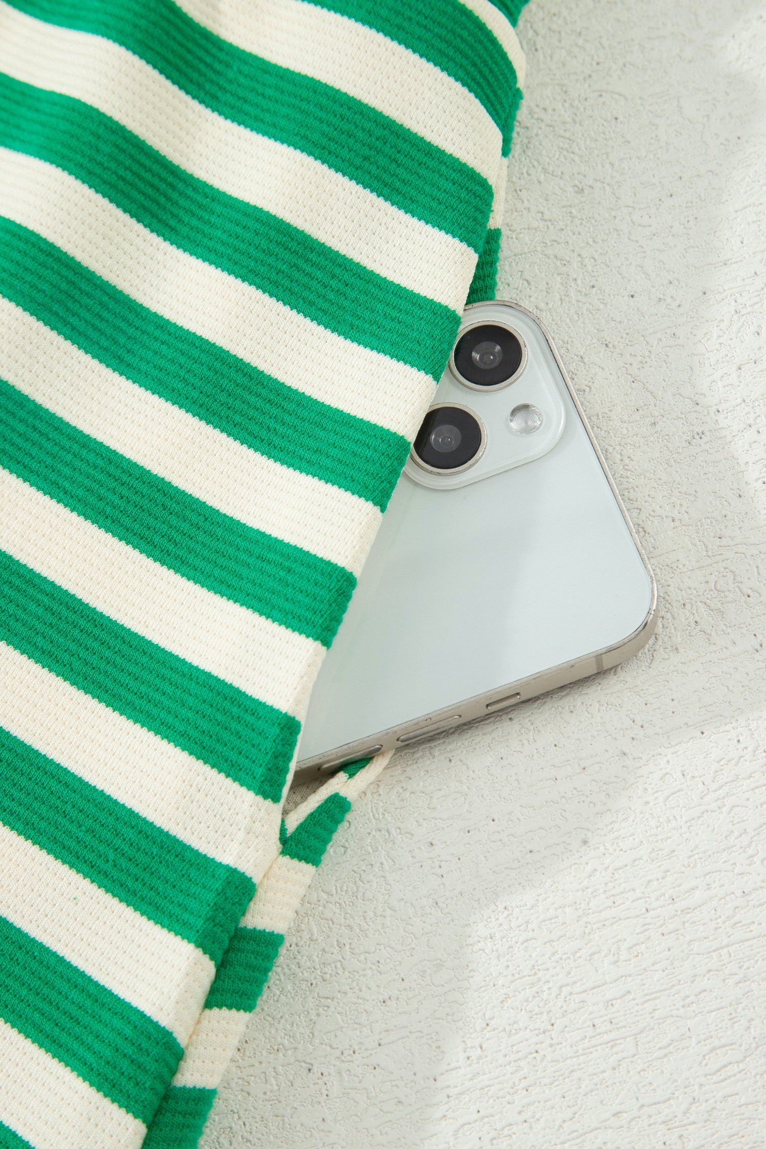 Stripe Textured Zip Collar Top & Skort Set