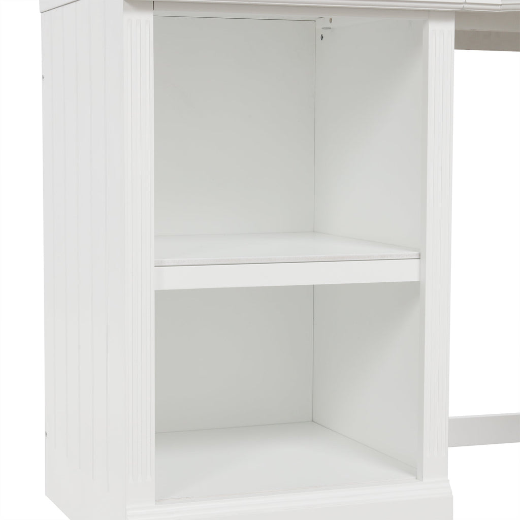 57.68' Modern L Shaped Executive Desk with 2 Storage Cabinets and 3 Drawers,Corner Writing Desk,Office Desk Furniture,Computer Desks with Depth Workstation for Home Office,Living room,White
