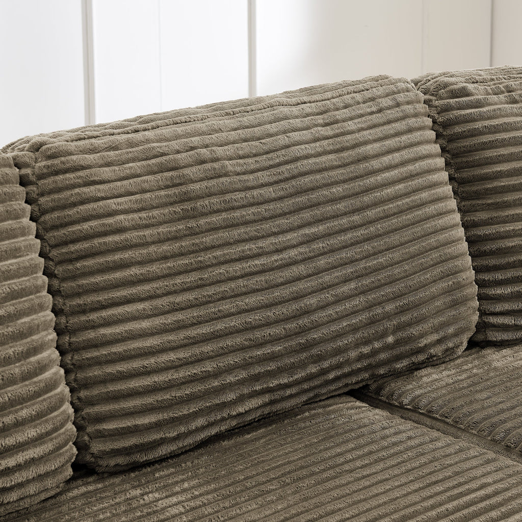 Left sofa seat,L shape Modular Sectional Sofa, Compressed Sectional Sofa Modern Minimalist Style Corduroy Couch,Unfold into a bed, Bedroom, Comfy Compressed Sofa Couch Space-Efficient Design-Brown