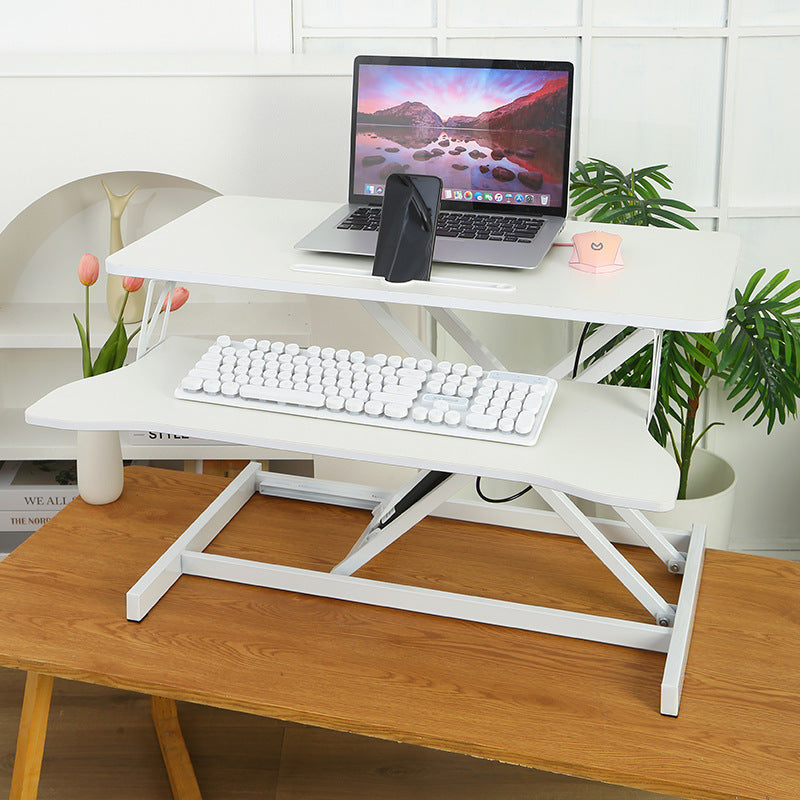 32 Inch Desk Converter, Height Adjustable Sit to Stand Riser, Dual Monitor and Laptop Workstation with Wide Keyboard Tray, Standing Computer Desk, WHITE ( BACK TO SCHOOL )