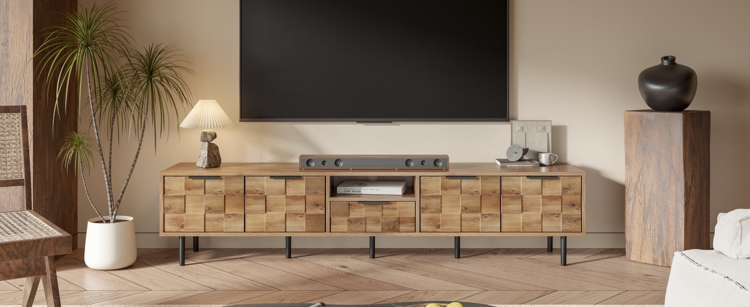 78' TV Stand for 85 75 65 Inch TV, TV Consoles for Living Room, Entertainment Center Wood TV Media with Storage