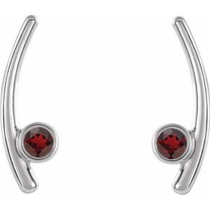 Platinum Natural Mozambique Garnet Ear Climbers