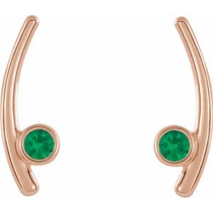 14K Rose Gold Natural Emerald Ear Climbers – image 2