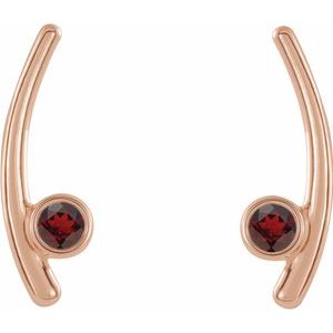 14K Rose Gold Natural Mozambique Garnet Ear Climbers