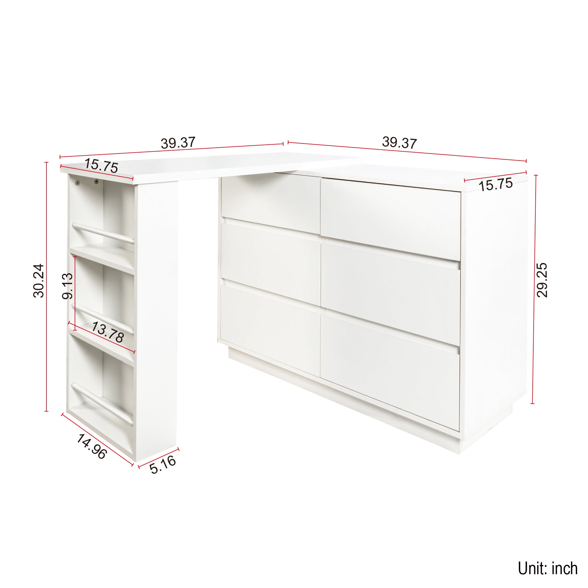 L Shaped Computer Desk with Drawers, Modern Corner Home Office Desk with Reversible Storage Cabinet, Long Study Writing Desk Workstation for Home Office