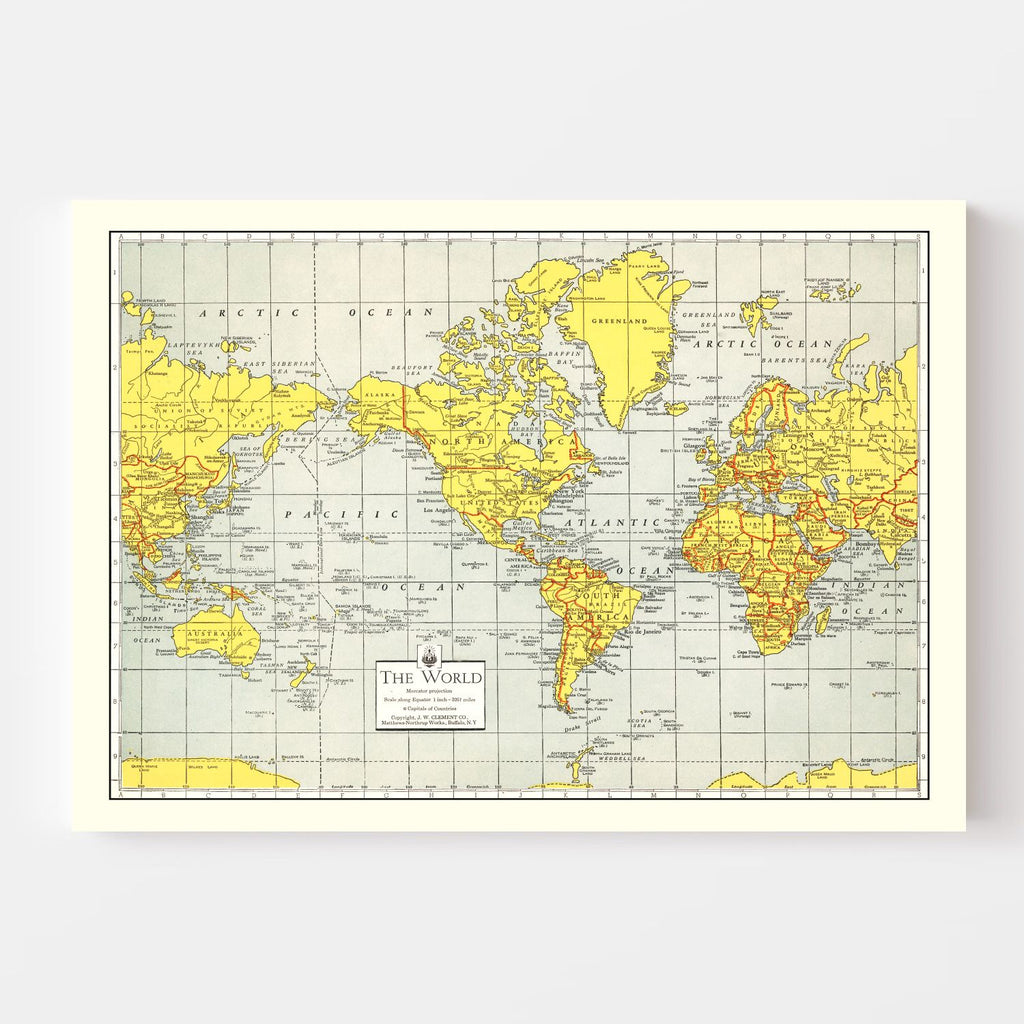 Vintage World Map 1943