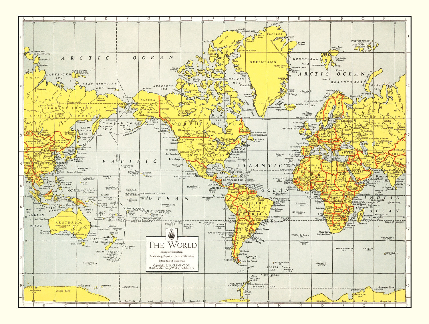 Vintage World Map 1943